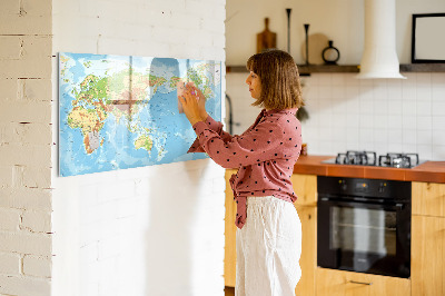 Magnetická popisovateľná tabuľa Mapa sveta s fotografiami a príslušenstvom