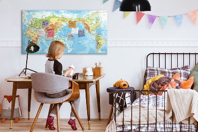 Magnetická popisovateľná tabuľa Mapa sveta s fotografiami a príslušenstvom