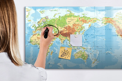 Magnetická popisovateľná tabuľa Mapa sveta s fotografiami a príslušenstvom