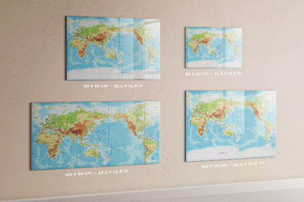 Magnetická popisovateľná tabuľa Mapa sveta s fotografiami a príslušenstvom