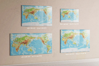 Magnetická popisovateľná tabuľa Mapa sveta s fotografiami a príslušenstvom