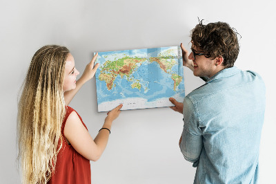 Magnetická popisovateľná tabuľa Mapa sveta s fotografiami a príslušenstvom