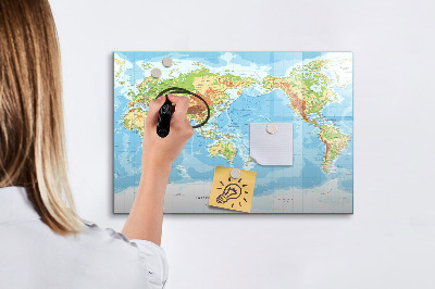Magnetická popisovateľná tabuľa Mapa sveta s fotografiami a príslušenstvom
