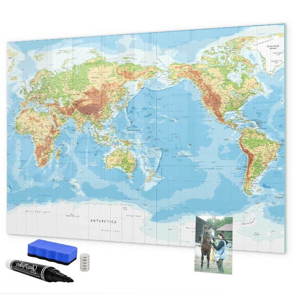 Magnetická popisovateľná tabuľa Mapa sveta s fotografiami a príslušenstvom