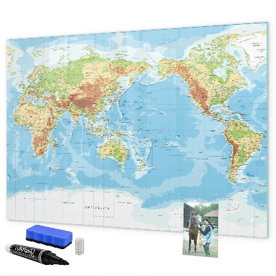 Magnetická popisovateľná tabuľa Mapa sveta s fotografiami a príslušenstvom