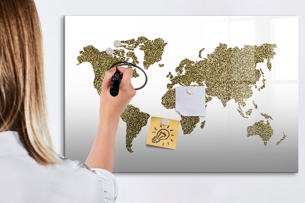 Kresliaca magnetická tabuľa Mapa sveta s miestami fotenia