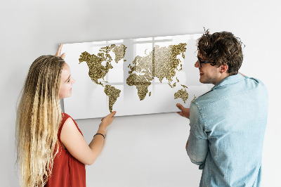 Kresliaca magnetická tabuľa Mapa sveta s miestami fotenia