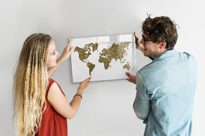 Kresliaca magnetická tabuľa Mapa sveta s miestami fotenia