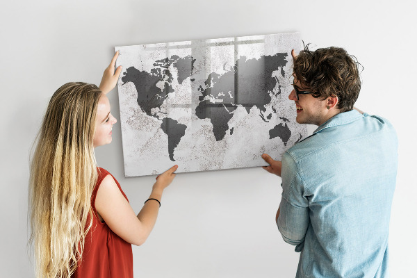 Magnetická popisovateľná tabuľa Mapa sveta so spomienkami a poznámkami