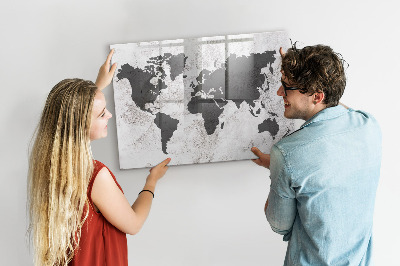 Magnetická popisovateľná tabuľa Mapa sveta so spomienkami a poznámkami