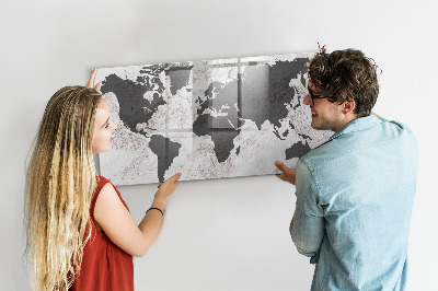 Magnetická popisovateľná tabuľa Mapa sveta so spomienkami a poznámkami