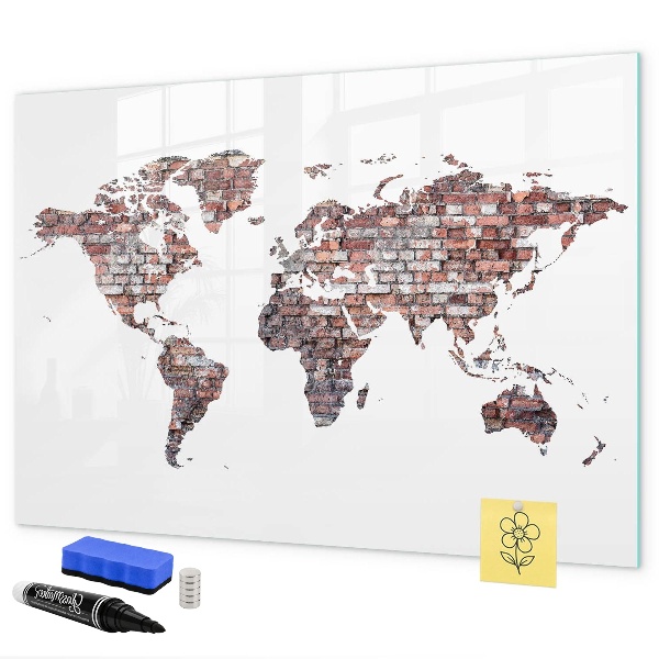 Magnetická popisovateľná tabuľa Mapa sveta s miestami fotenia