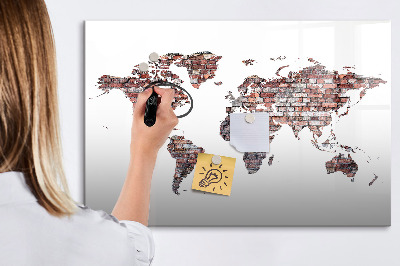 Magnetická popisovateľná tabuľa Mapa sveta s miestami fotenia