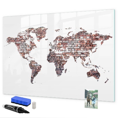 Magnetická popisovateľná tabuľa Mapa sveta s miestami fotenia
