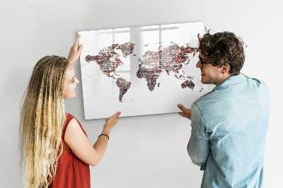 Magnetická popisovateľná tabuľa Mapa sveta s miestami fotenia