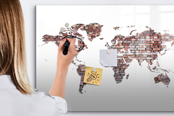 Magnetická popisovateľná tabuľa Mapa sveta s miestami fotenia