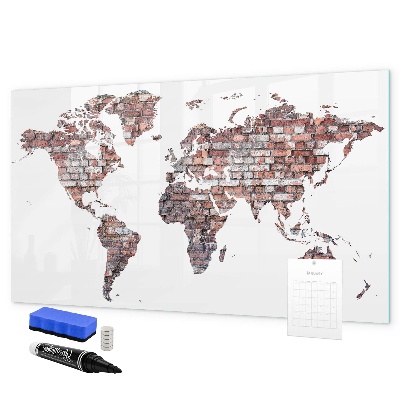 Magnetická popisovateľná tabuľa Mapa sveta s miestami fotenia