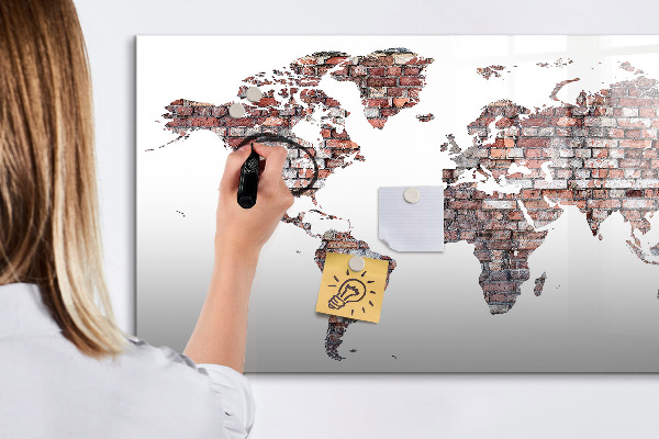 Magnetická popisovateľná tabuľa Mapa sveta s miestami fotenia