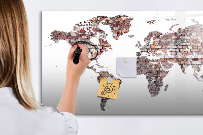Magnetická popisovateľná tabuľa Mapa sveta s miestami fotenia