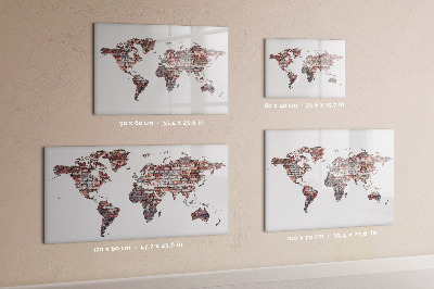 Magnetická popisovateľná tabuľa Mapa sveta s miestami fotenia