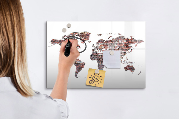 Magnetická popisovateľná tabuľa Mapa sveta s miestami fotenia