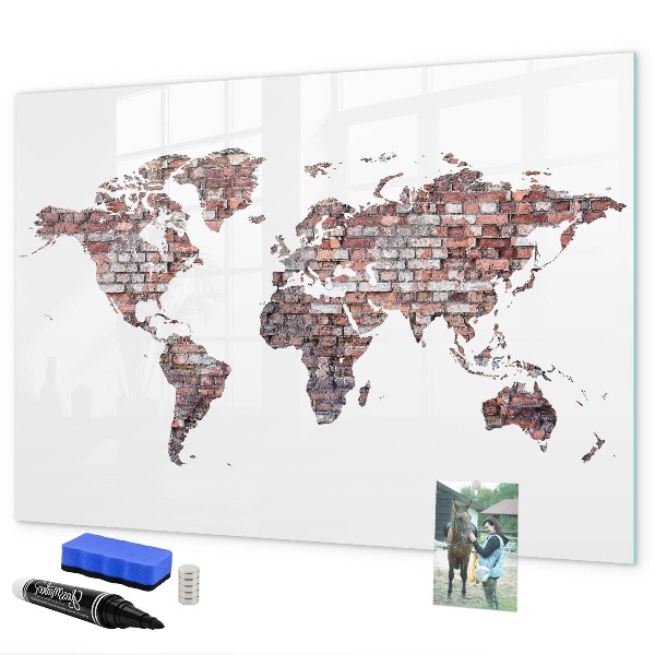 Magnetická popisovateľná tabuľa Mapa sveta s miestami fotenia