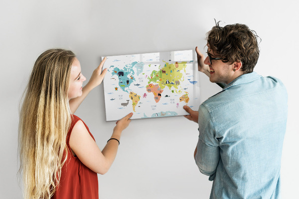 Kresliaca magnetická tabuľa Interaktívna mapa sveta pre personalizáciu