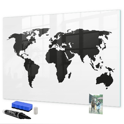 Magnetická popisovateľná tabuľa Mapa sveta s pamätnými miestami