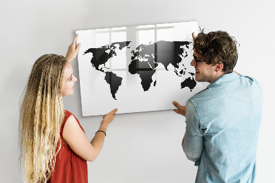 Magnetická popisovateľná tabuľa Mapa sveta s pamätnými miestami