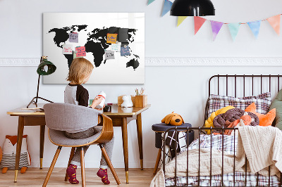 Magnetická popisovateľná tabuľa Mapa sveta s pamätnými miestami