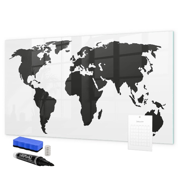 Magnetická popisovateľná tabuľa Mapa sveta s pamätnými miestami