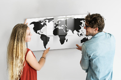 Magnetická popisovateľná tabuľa Mapa sveta s pamätnými miestami