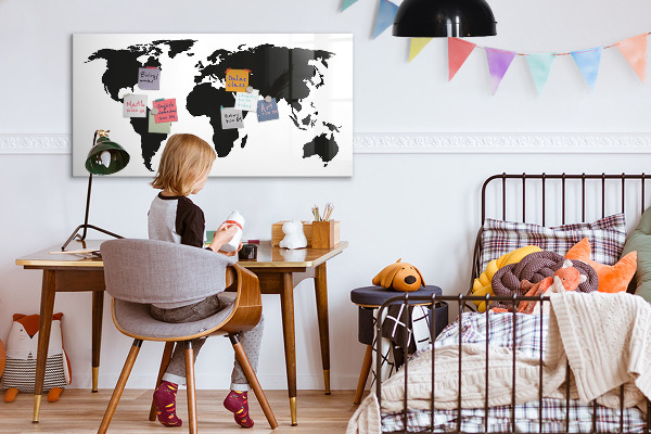 Magnetická popisovateľná tabuľa Mapa sveta s pamätnými miestami