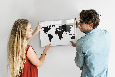 Magnetická popisovateľná tabuľa Mapa sveta s pamätnými miestami