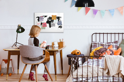 Magnetická popisovateľná tabuľa Mapa sveta s pamätnými miestami