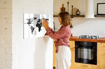 Magnetická popisovateľná tabuľa Mapa sveta s pamätnými miestami