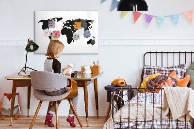 Magnetická popisovateľná tabuľa Mapa sveta s pamätnými miestami