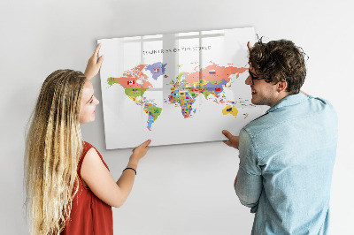 Magnetická popisovateľná tabuľa Mapa sveta s miestami na označenie