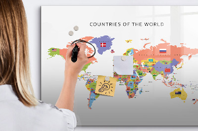 Magnetická popisovateľná tabuľa Mapa sveta s miestami na označenie