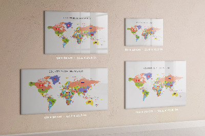 Magnetická popisovateľná tabuľa Mapa sveta s miestami na označenie