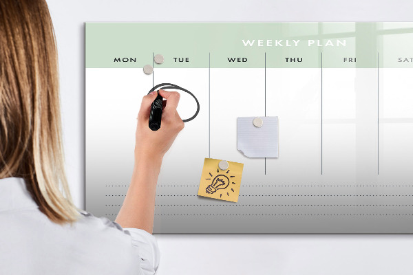 Magnetická popisovateľná tabuľa Týždenný plán s priestorom na fotografie