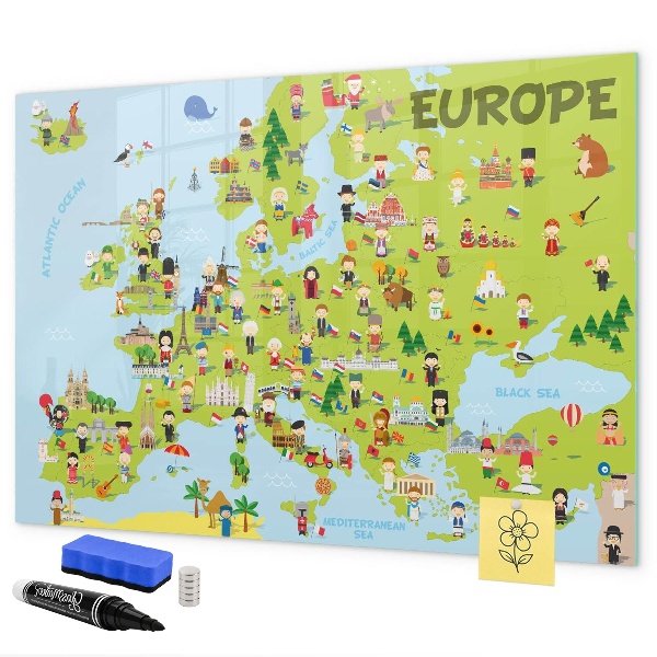 Kresliaca magnetická tabuľa Interaktívna mapa Európy na označenie vašich ciest