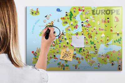 Kresliaca magnetická tabuľa Interaktívna mapa Európy na označenie vašich ciest