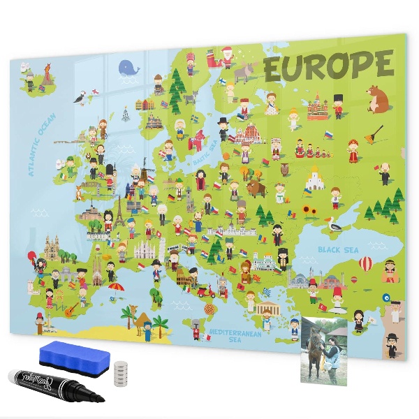 Kresliaca magnetická tabuľa Interaktívna mapa Európy na označenie vašich ciest
