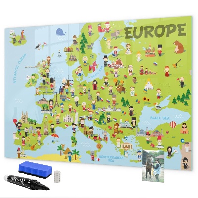 Kresliaca magnetická tabuľa Interaktívna mapa Európy na označenie vašich ciest