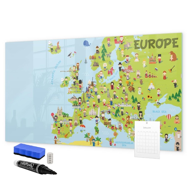 Kresliaca magnetická tabuľa Interaktívna mapa Európy na označenie vašich ciest