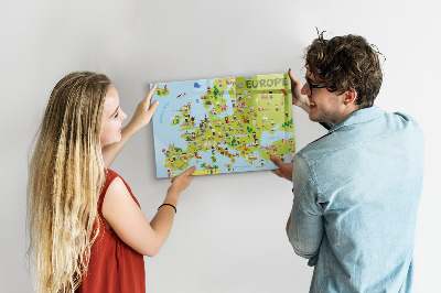 Kresliaca magnetická tabuľa Interaktívna mapa Európy na označenie vašich ciest