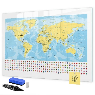 Magnetická popisovateľná tabuľa Mapa sveta pre personalizáciu a spomienky