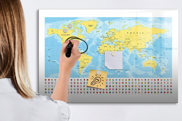 Magnetická popisovateľná tabuľa Mapa sveta pre personalizáciu a spomienky
