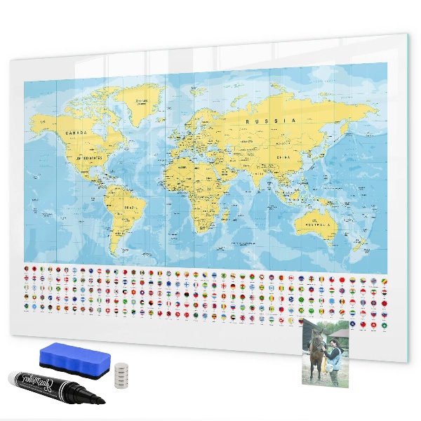 Magnetická popisovateľná tabuľa Mapa sveta pre personalizáciu a spomienky
